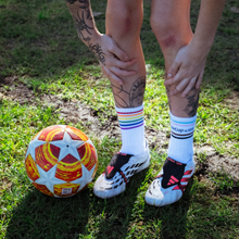 Load image into Gallery viewer, NEW - Pride Crew Socks (White &amp; Navy)