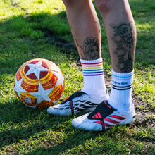 Load image into Gallery viewer, NEW - Pride Crew Socks (White &amp; Navy)