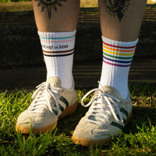 Load image into Gallery viewer, NEW - Pride Crew Socks (White &amp; Navy)