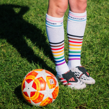 Load image into Gallery viewer, Progress Pride Socks – Youth, White